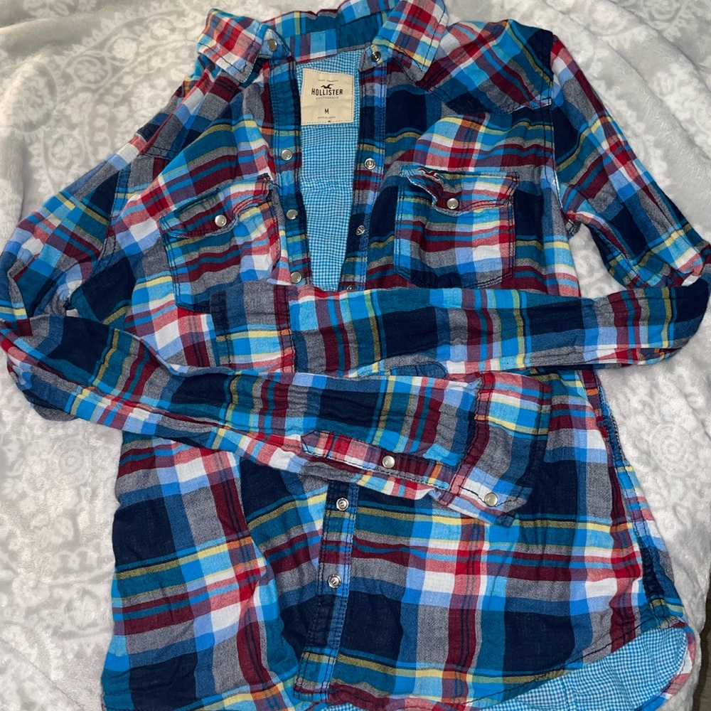 Hollister Y2K Multicolor Plaid Casual Button Down Shirt